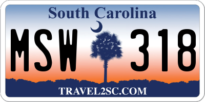 SC license plate MSW318