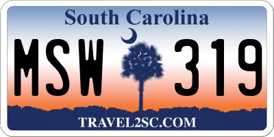 SC license plate MSW319