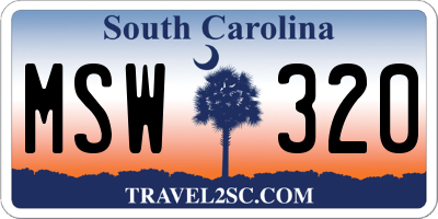 SC license plate MSW320