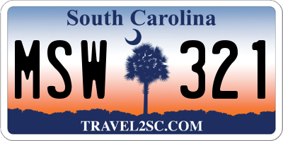 SC license plate MSW321