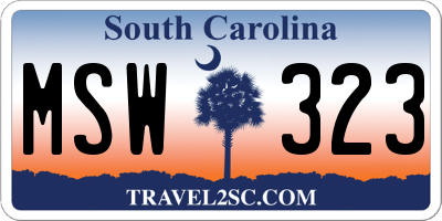 SC license plate MSW323