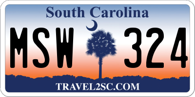 SC license plate MSW324