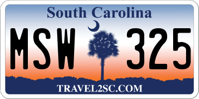 SC license plate MSW325