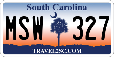 SC license plate MSW327