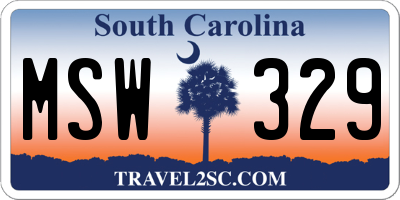 SC license plate MSW329