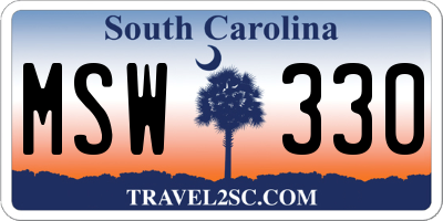 SC license plate MSW330