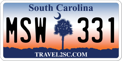SC license plate MSW331