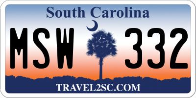SC license plate MSW332