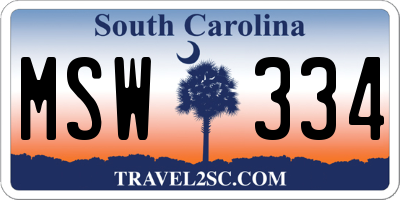 SC license plate MSW334