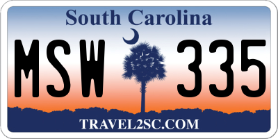 SC license plate MSW335