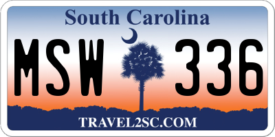 SC license plate MSW336