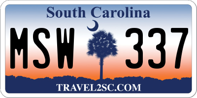 SC license plate MSW337