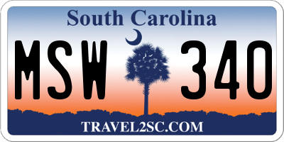 SC license plate MSW340
