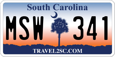 SC license plate MSW341