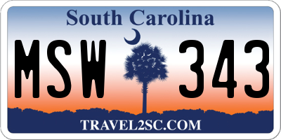 SC license plate MSW343