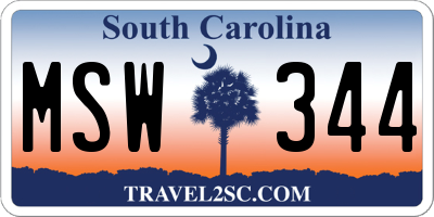SC license plate MSW344