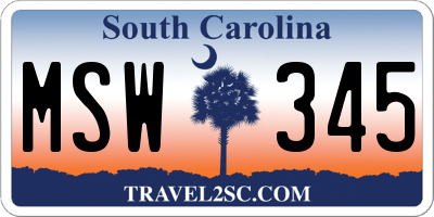 SC license plate MSW345
