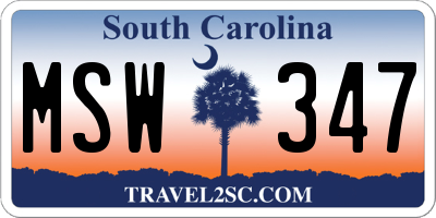 SC license plate MSW347