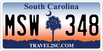 SC license plate MSW348