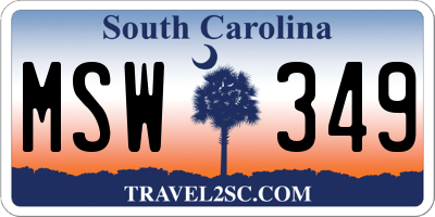 SC license plate MSW349