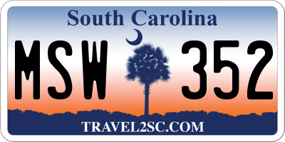 SC license plate MSW352