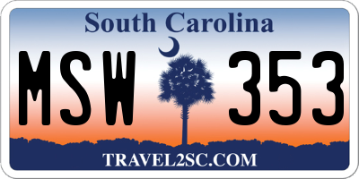 SC license plate MSW353