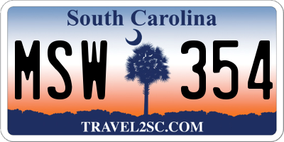 SC license plate MSW354