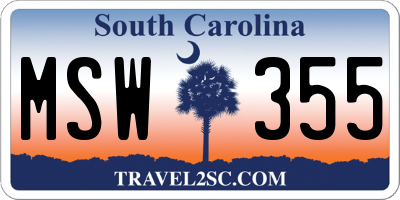 SC license plate MSW355