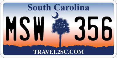 SC license plate MSW356