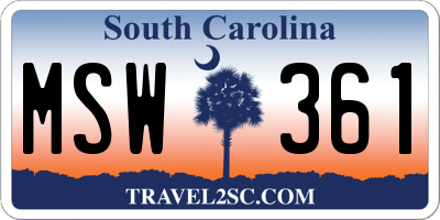 SC license plate MSW361