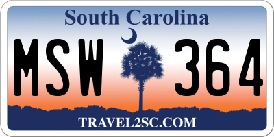SC license plate MSW364
