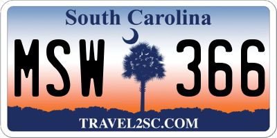SC license plate MSW366