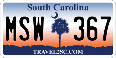SC license plate MSW367