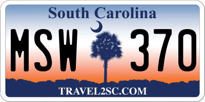 SC license plate MSW370