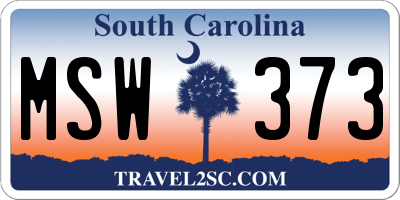 SC license plate MSW373