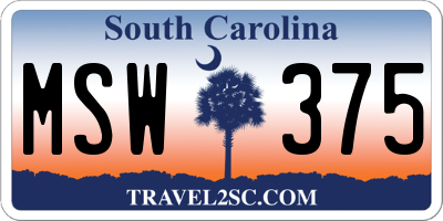 SC license plate MSW375