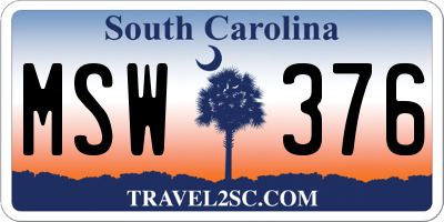 SC license plate MSW376