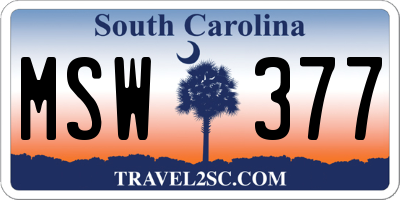 SC license plate MSW377