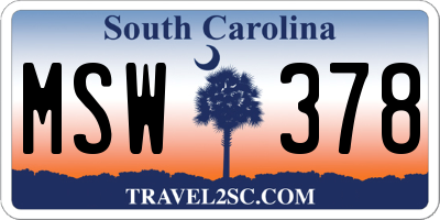 SC license plate MSW378