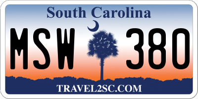 SC license plate MSW380