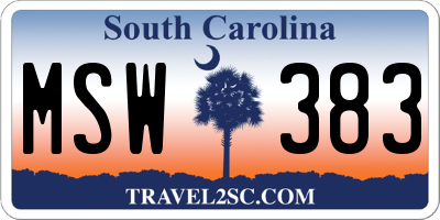 SC license plate MSW383