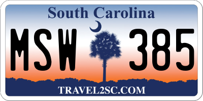 SC license plate MSW385