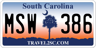 SC license plate MSW386