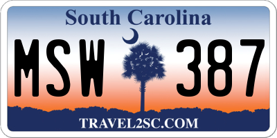 SC license plate MSW387