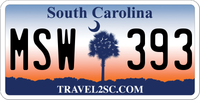 SC license plate MSW393
