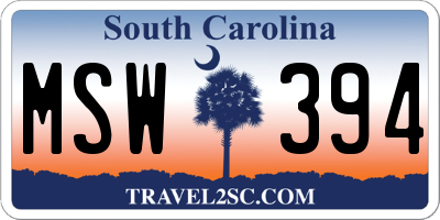 SC license plate MSW394