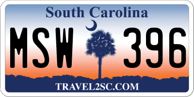 SC license plate MSW396