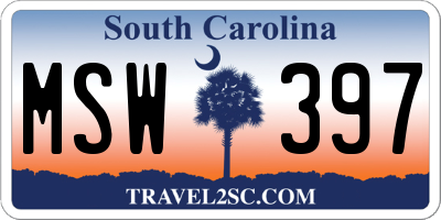 SC license plate MSW397