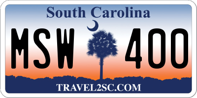 SC license plate MSW400