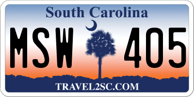 SC license plate MSW405